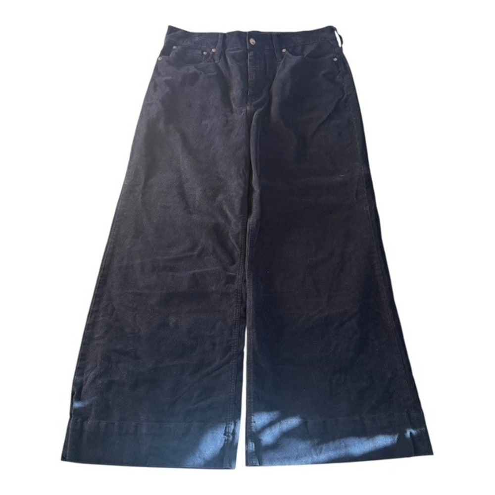 J. Crew Women's Wide Leg Corduroy Trouser Pants Navy Blue Size 33 Chunky